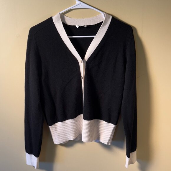 Gemini Cashmere Cardigan with Contrasting Hem - Picture 1 of 5